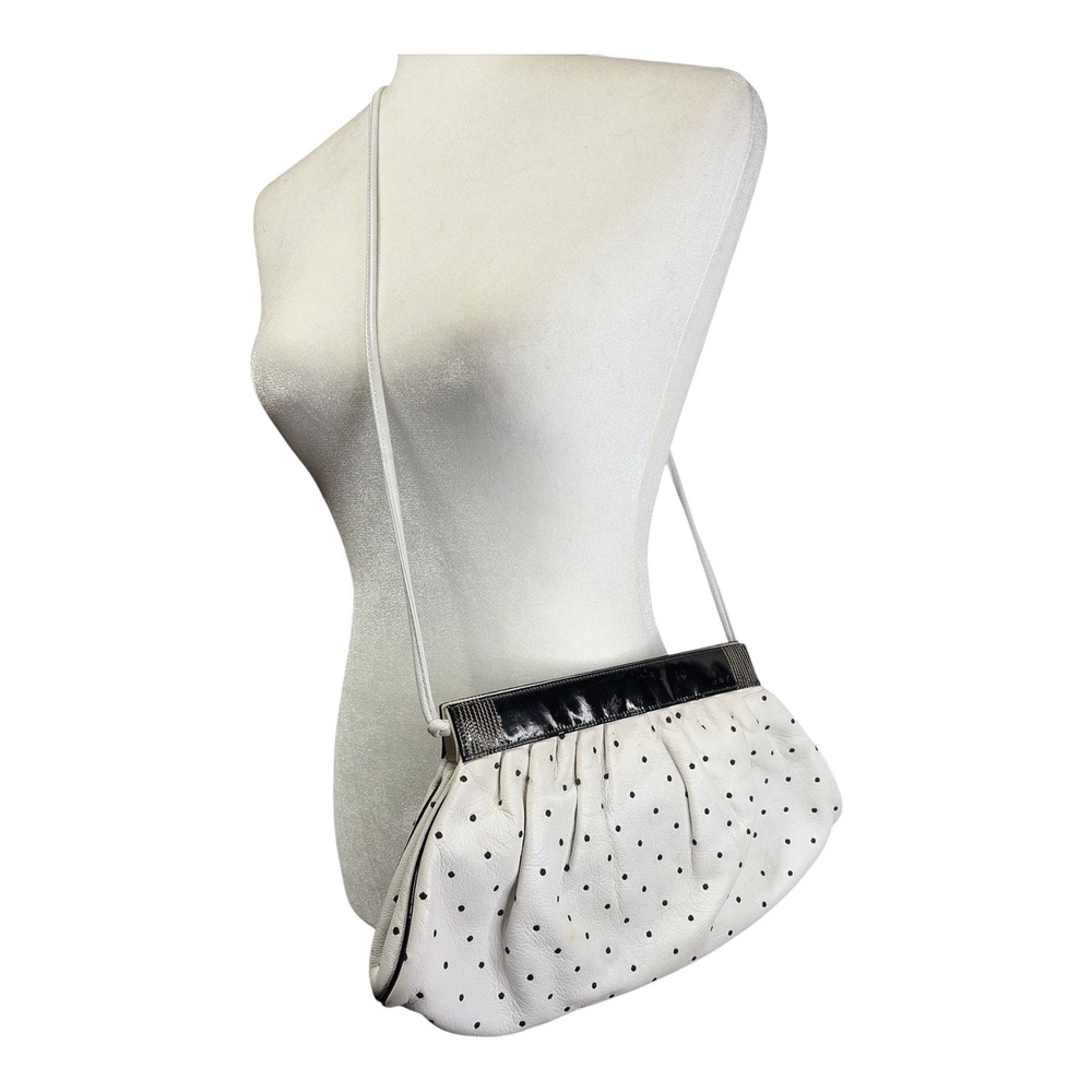 Braccialini for Bullock's Italy Vintage Polka Dot Leather Crossbody Clutch Bag
